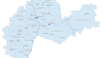 Die Rhein-Neckar-Region geografisch | © Karte: Verband Region Rhein-Neckar;  Geobasisdaten: © GeoBasis-DE / BKG 2016 (Daten verändert)