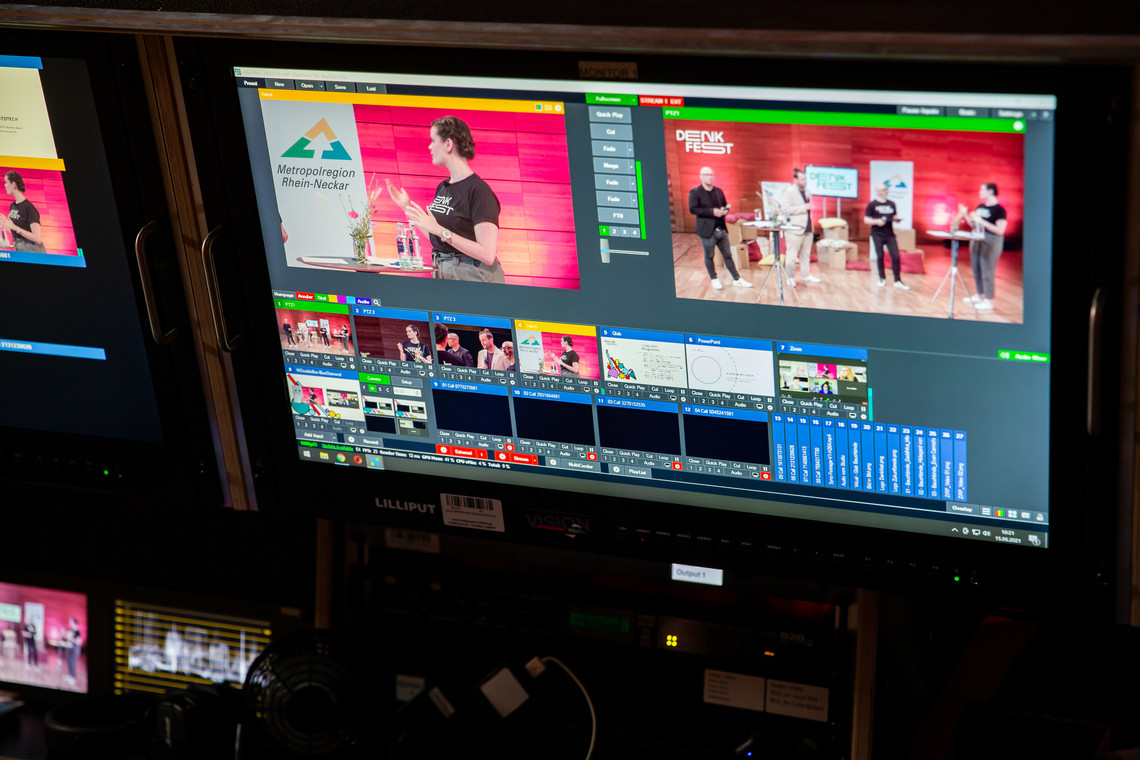 Blick hinter die Kulissen der Produktion des Denkfest-Livestreams | © Thomas Häfner / MRN GmbH