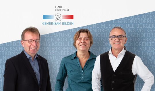 Viernheims Bürgermeister Matthias Baaß mit Sabine Ruth, Fachbereichsleitung Jugendförderung, und Horst Stephan, Amtsleiter Kultur, Bildung, Soziales | © Stadt Viernheim