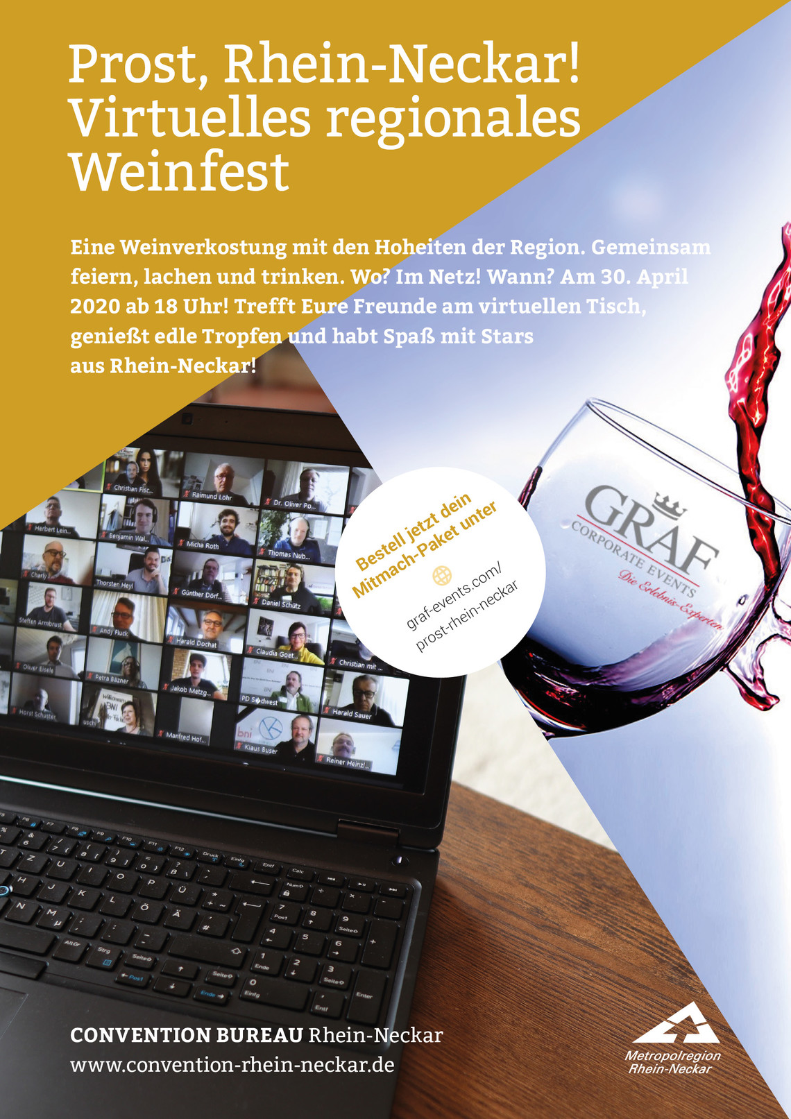 Plakat Prost Rhein-Neckar Virtuelles Weinfest 30. April 2020 | © MRN GmbH