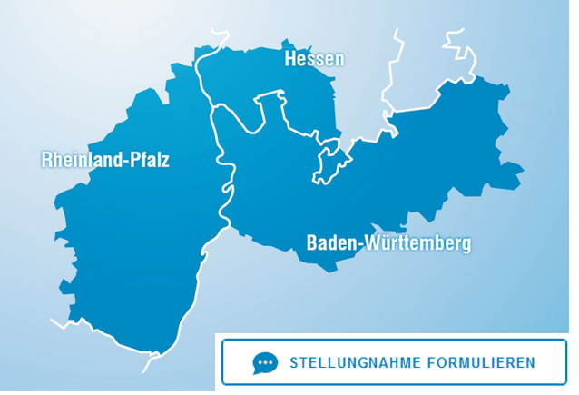 Geographische Karte der Region, mit Abgrenzung der drei Bundesländer | © MRN