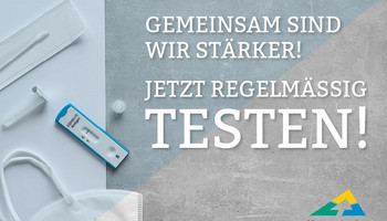 Kampagne Corona-Testungen Titelbild | © VRRN Maske und Corona-Test Materialien | © VRRN