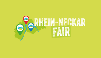 grafische Darstellung der Karte der Metropolregion Rhein-Neckar mit mehreren Markierungen für eine Fair-Trade Town | © Rhein-Neckar Fair