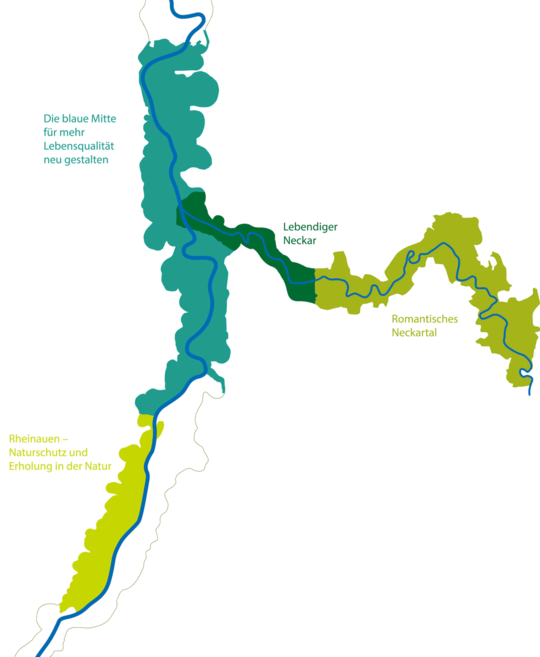 Karte "Blaue Landschaften in der Metropolregion Rhein-Neckar" | © VRRN